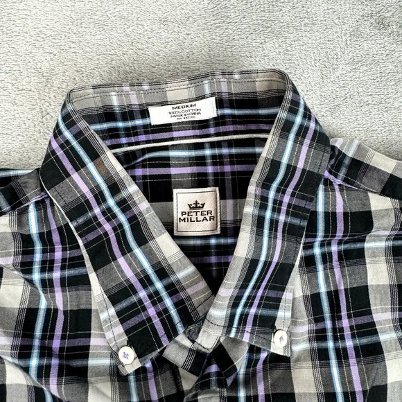 Peter Millar Mens Plaid Multicolor Button Down Long Sleeve Business Casual Shirt - Picture 3 of 7